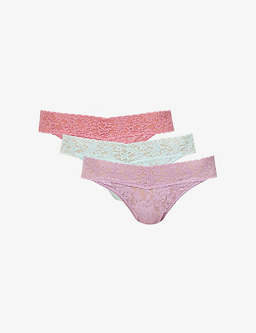 HANKY PANKY: Signature mid-rise stretch-lace thong pack of three