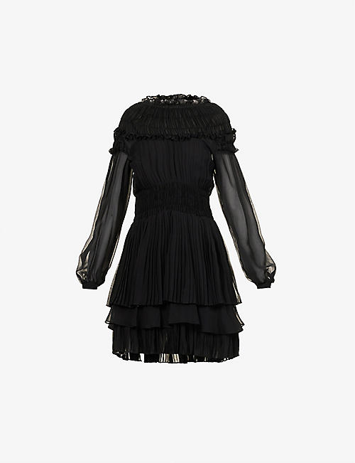 PORTS 1961: Ruffle-tiered semi-sheer silk-crepe mini dress