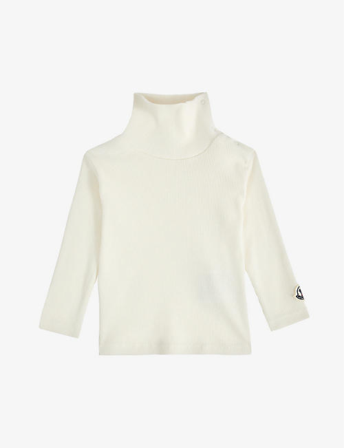 MONCLER: Turtle-neck ribbed cotton-knit T-shirt 3 months - 3 years