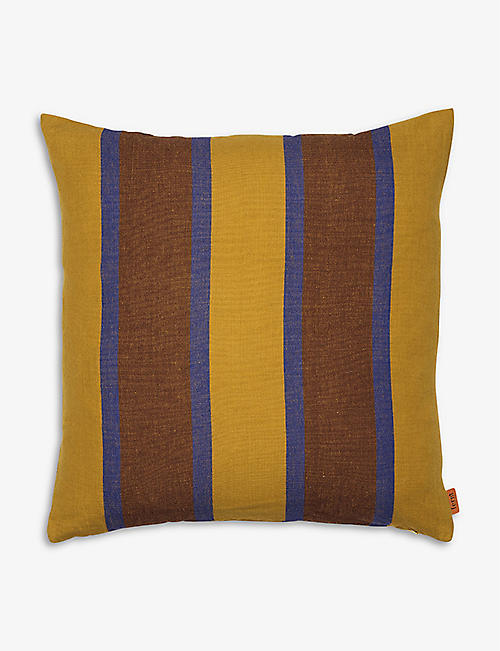FERM LIVING: Grand stripe cotton and linen-blend cushion 50cm x 50cm