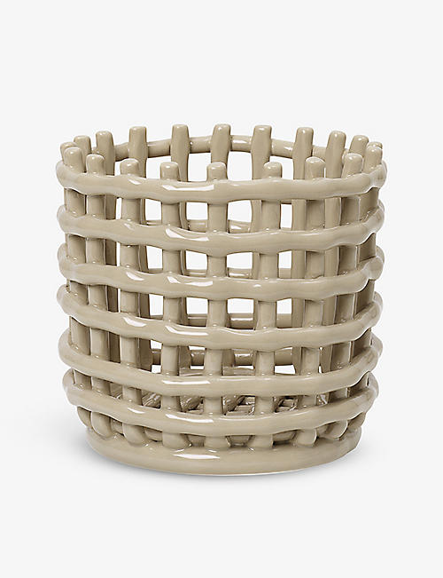 FERM LIVING: Cashmere small ceramic basket 16cm