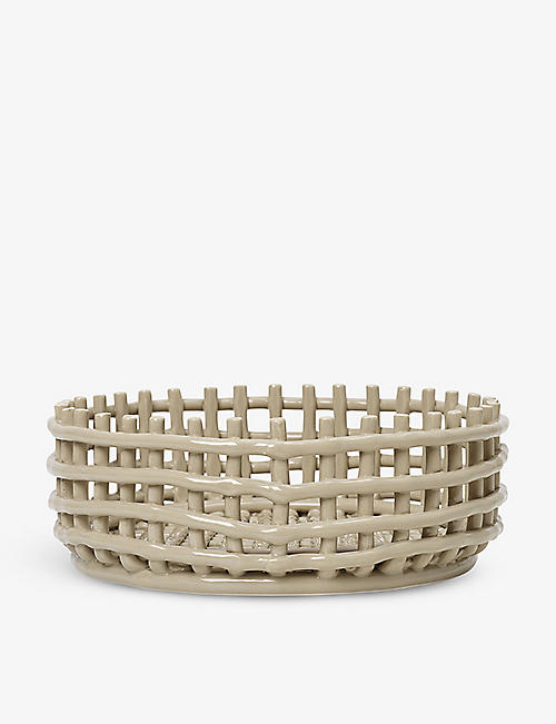 FERM LIVING: Basket-style ceramic centrepiece 29cm