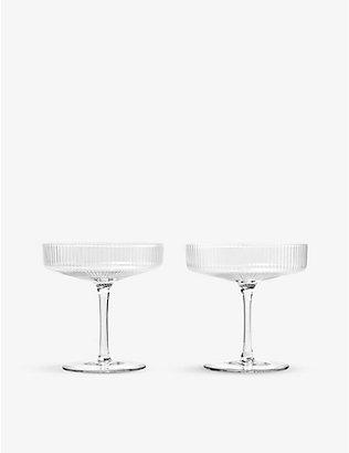 FERM LIVING: Ripple 涟漪波纹侧边直边玻璃香槟碟两件装
