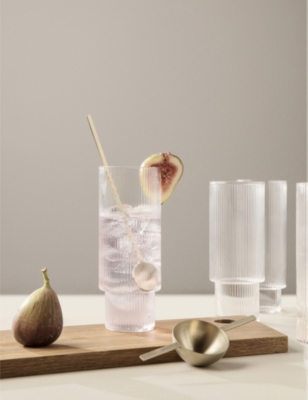 Shop Ferm Living Ripple Long Stackable Glasses Set Of Four