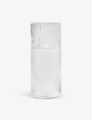 FERM LIVING: Ripple textured small glass carafe set 500ml