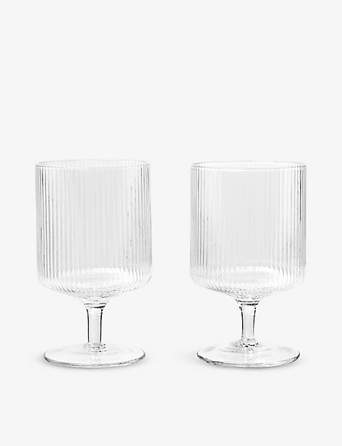 FERM LIVING: Ripple glass wine glasses set of two