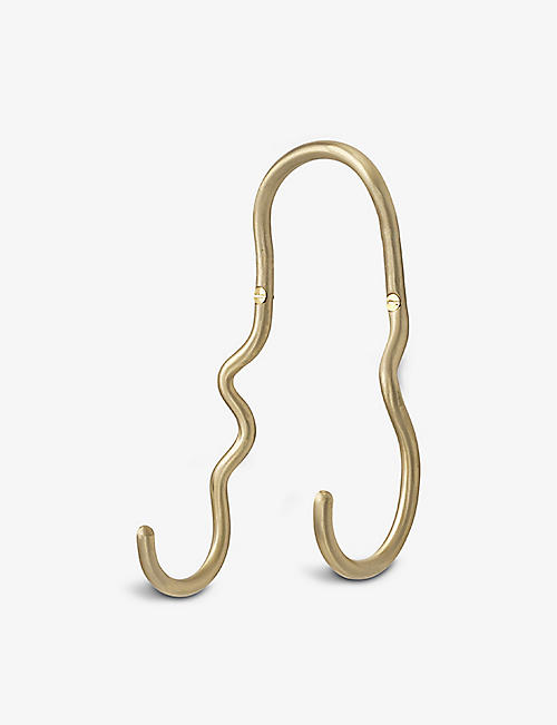 FERM LIVING: Curvature matte-finish brass double hook 21.3cm