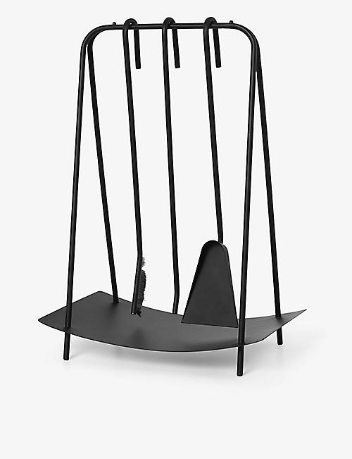 FERM LIVING: Port organic-shaped stainless-steel fireplace tools and stand