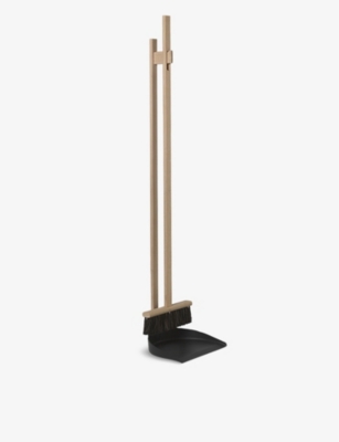 FERM LIVING: Icon natural-finish beechwood dustpan and broom set