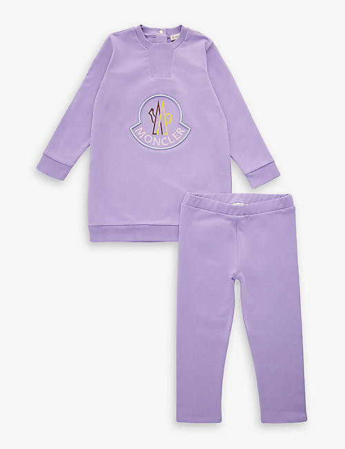MONCLER: Logo-embroidered stretch-cotton set 3 months - 3 years