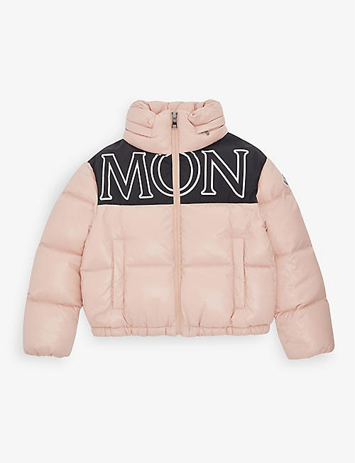 MONCLER: Contrast brand-panel shell-down jacket 8-14 years