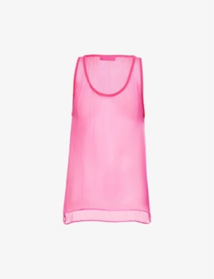 Valentino Semi-sheer Silk Chiffon Tank Top In Pink Pp