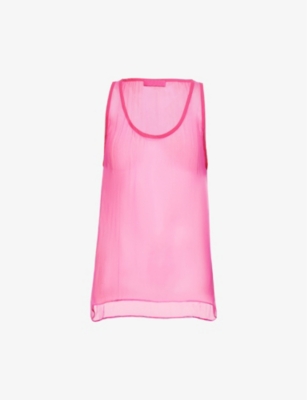 VALENTINO SLEEVELESS SHEER SILK TOP