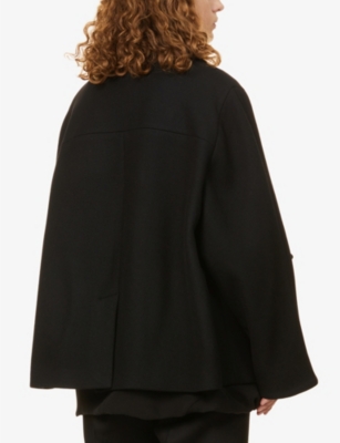 VALENTINO Double-breasted bow-embellished wool-blend coat