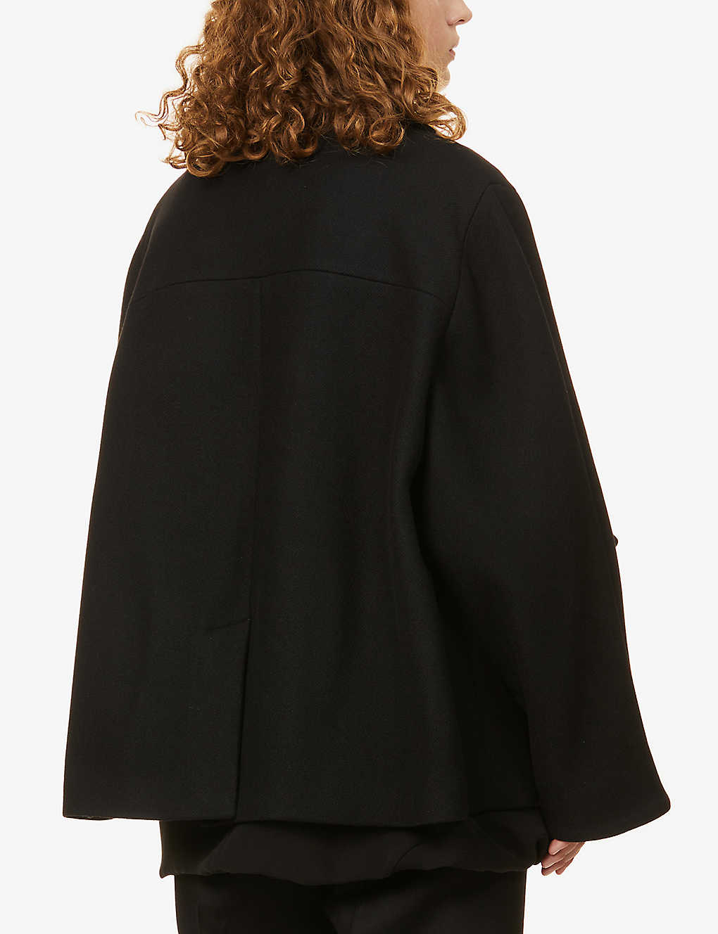 VALENTINO Double-breasted bow-embellished wool-blend coat