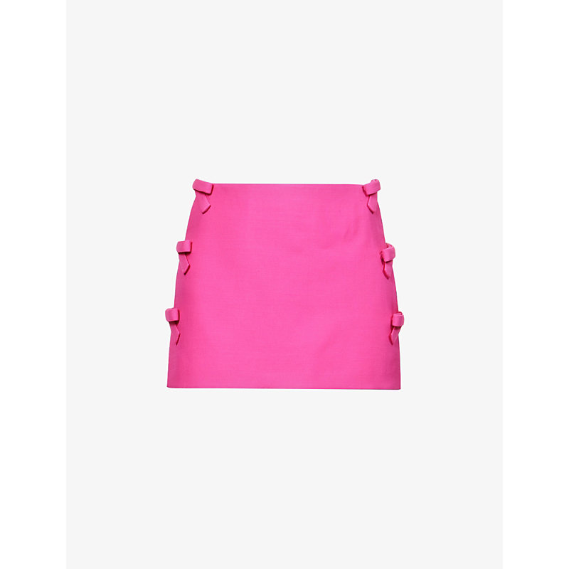 Valentino Bow-embellished Wool-blend Skort In Pink Pp