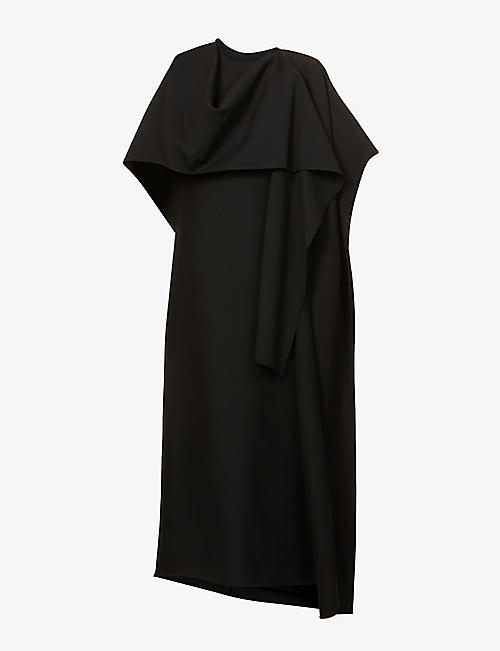 VALENTINO: Abito draped-overlay wool-blend maxi dress