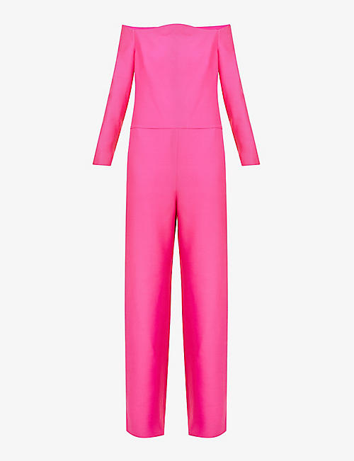 VALENTINO: Off-the-shoulder wool and silk-blend jumpsuit
