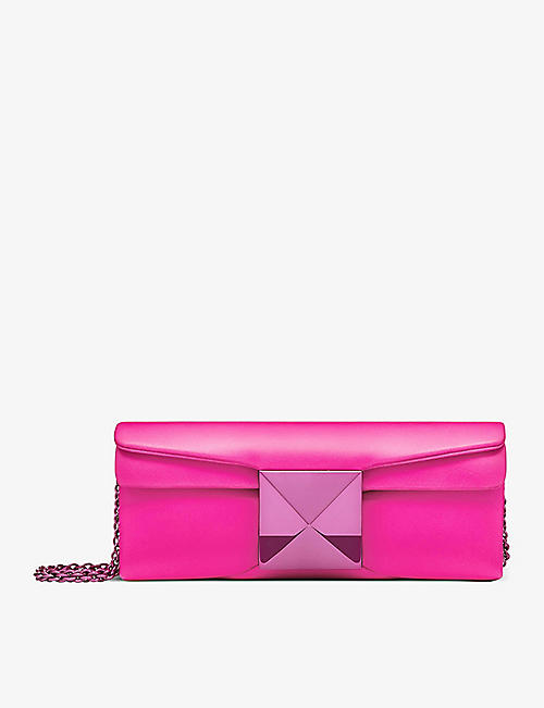 VALENTINO: One Stud chain-strap leather clutch