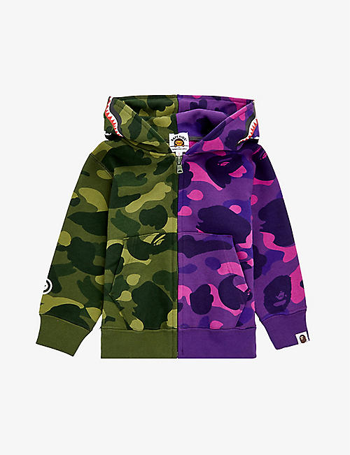 A BATHING APE: Camouflage shark-print cotton-jersey hoody 4-9 years
