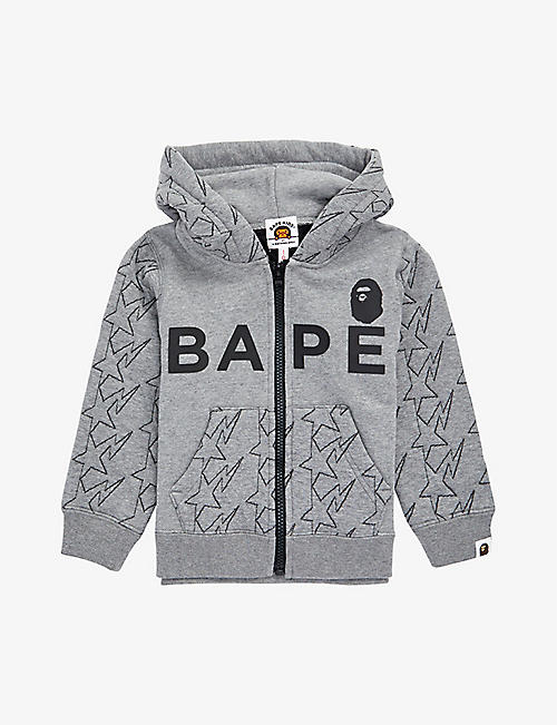 A BATHING APE: Brand-embroidered cotton-blend hoody 4-9 years