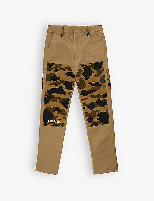 A BATHING APE: Regular-fit camouflage-panel cotton trousers 10-16 years