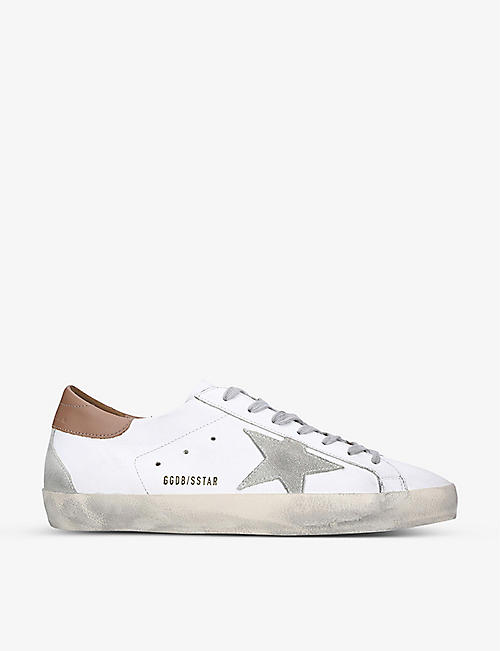 GOLDEN GOOSE: Super-Star logo-embossed leather low-top trainers