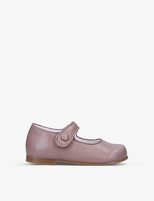 PAPOUELLI: Catalina round-toe leather shoes 6 months - 4 years