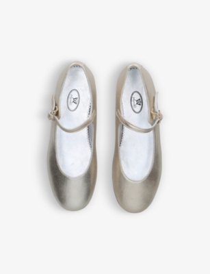Shop Papouelli Gold Kids Avery Metallic Leather Shoes 4-7 Years