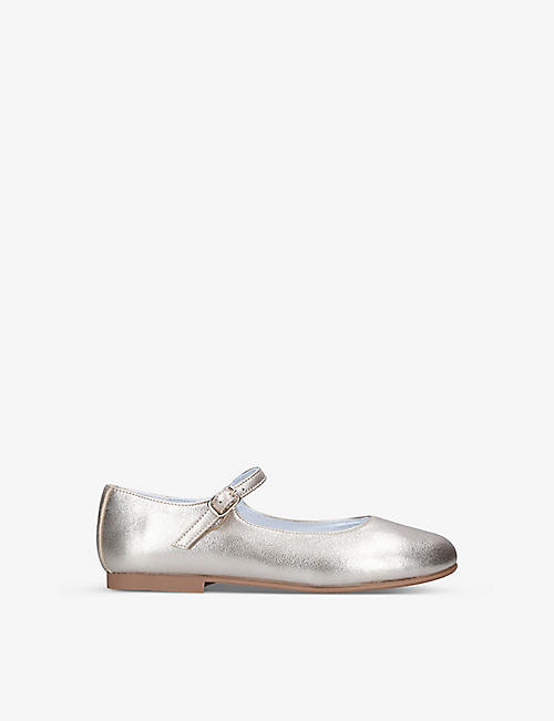 PAPOUELLI: Avery metallic leather shoes 4-7 years