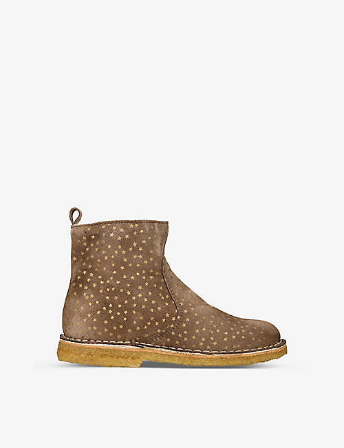 PAPOUELLI: Bailey Star suede boots 6-8 years