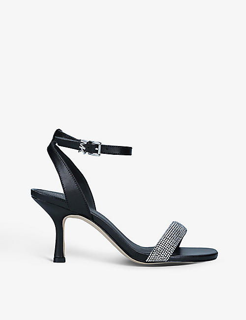 MICHAEL MICHAEL KORS: Carrie crystal-embellished snake-embossed leather sandals
