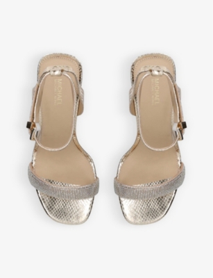 MICHAEL MICHAEL KORS Carrie crystal-embellished snake-embossed leather sandals