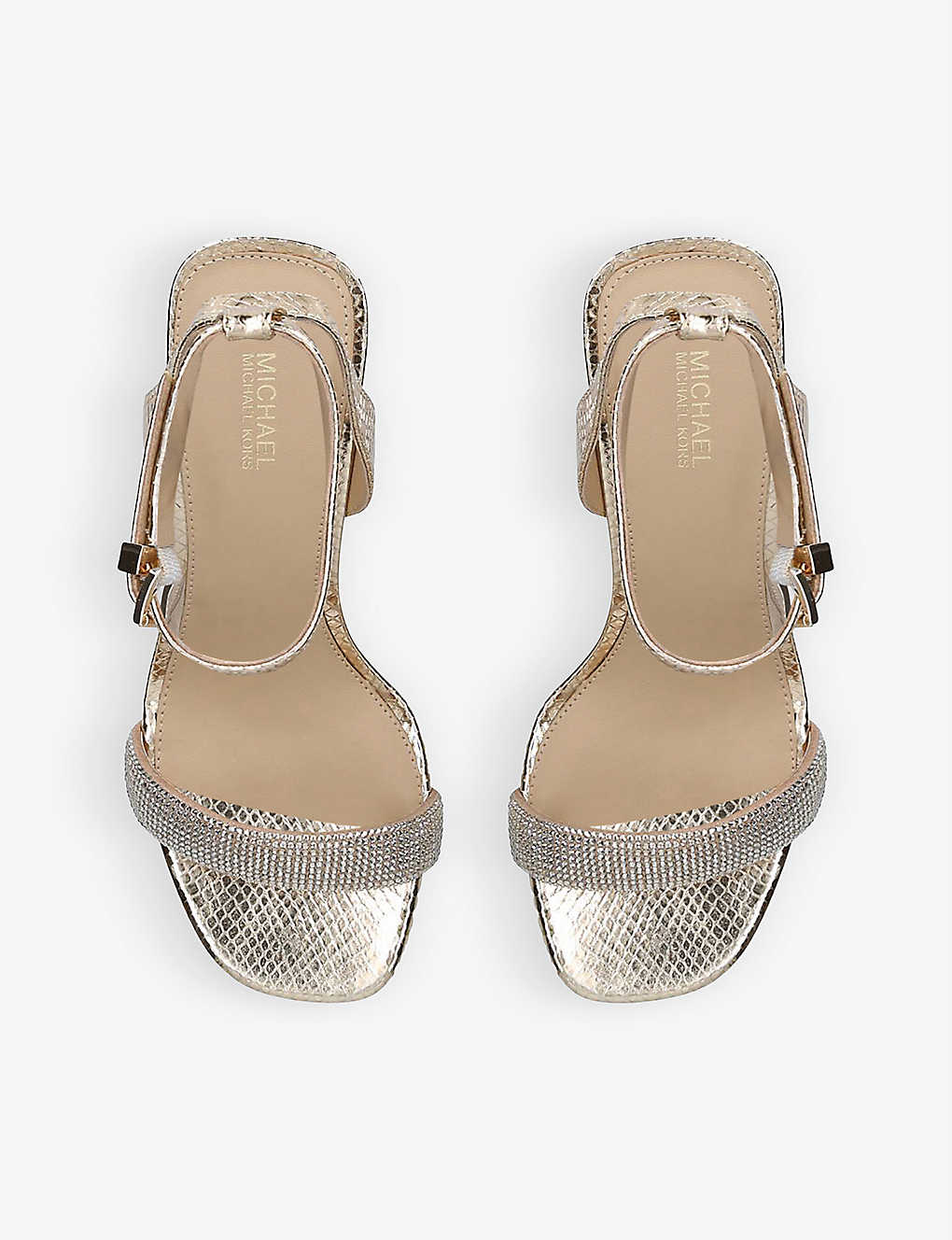 MICHAEL MICHAEL KORS Carrie crystal-embellished snake-embossed leather sandals
