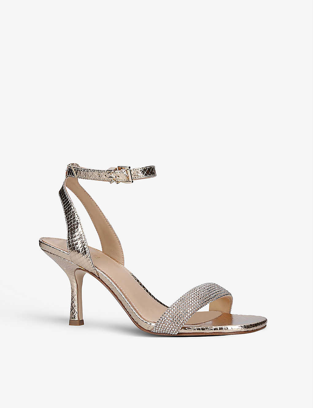 MICHAEL MICHAEL KORS Carrie crystal-embellished snake-embossed leather sandals