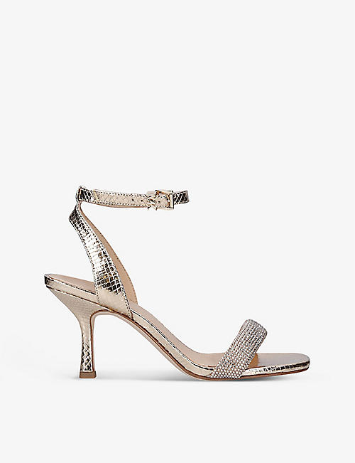 MICHAEL MICHAEL KORS: Carrie crystal-embellished snake-embossed leather sandals