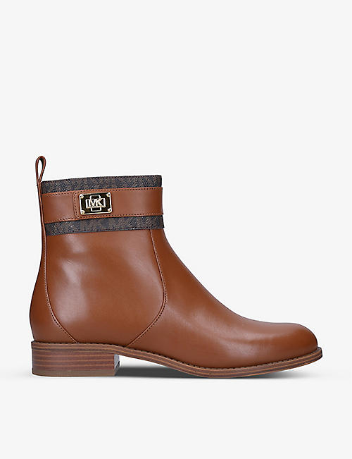 MICHAEL MICHAEL KORS: Padma monogram-panel leather ankle boots