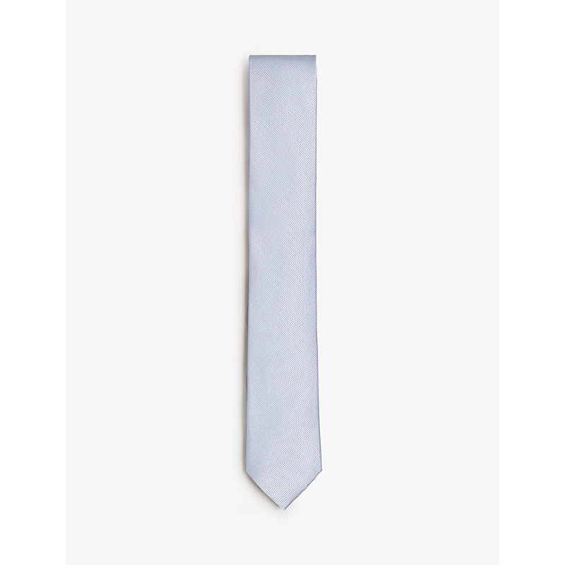Ted Baker Moorez Ottoman Ribbed Silk Skinny Tie In Lt-blue