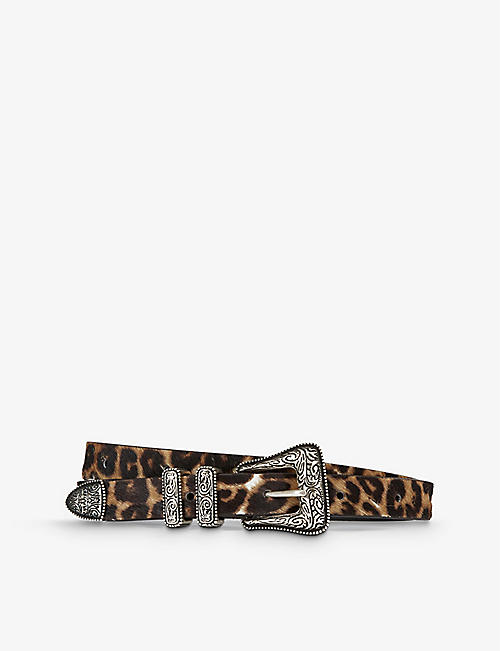 THE KOOPLES: Leopard-print western-style leather belt