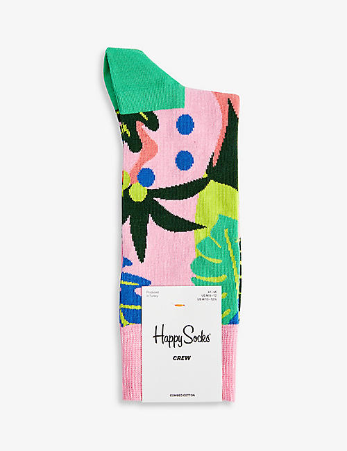 HAPPY SOCKS: Tropical Garden graphic-print stretch cotton-blend socks