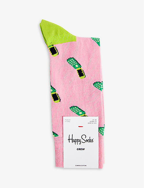 HAPPY SOCKS: Call Me Maybe graphic-print stretch cotton-blend socks