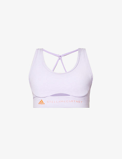 ADIDAS BY STELLA MCCARTNEY: Branded V-neck recycled polyamide-blend sports bra