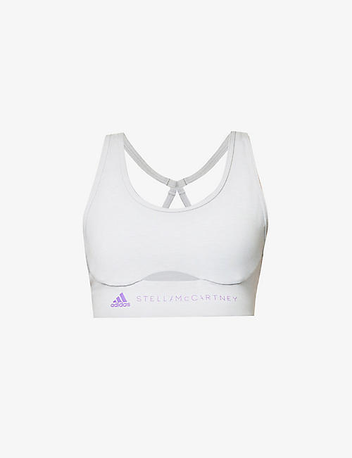 ADIDAS BY STELLA MCCARTNEY: Branded scoop-neck recycled polyester-blend sports bra