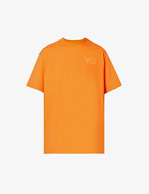 Y3: Logo-print ribbed-trim cotton-jersey T-shirt