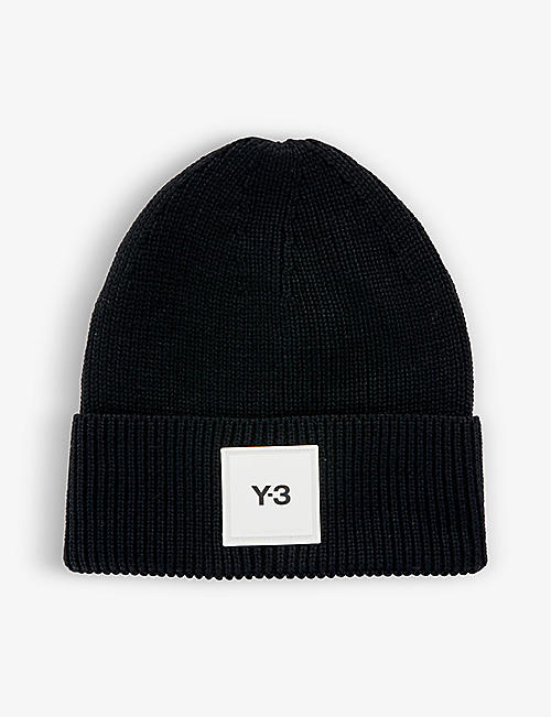 Y3：品牌贴片罗纹羊毛毛线帽
