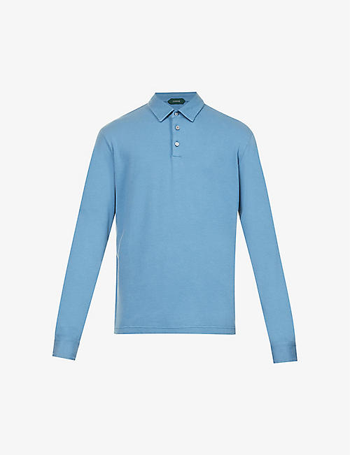 SLOWEAR: Polo-collar regular-fit cotton-jersey polo shirt