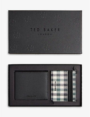 TED BAKER: Trooun checked faux-leather cardholder and wallet set