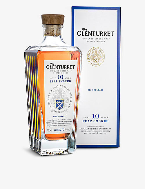 WHISKY AND BOURBON: The Glenturret 10-year-old peat-smoked Highland single malt scotch whisky 700ml