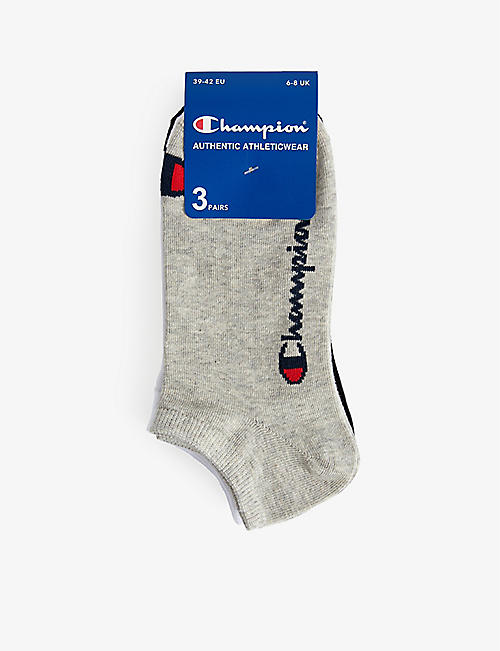 CHAMPION: Pack of three brand-pattern ribbed-trim cotton-blend socks