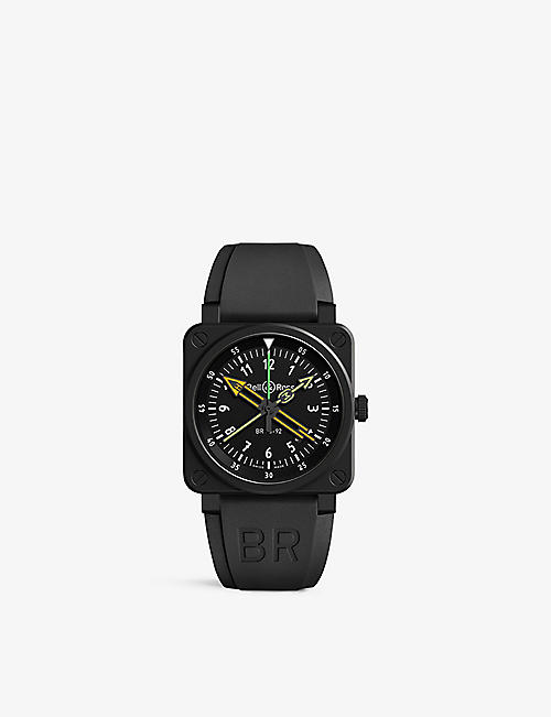 BELL & ROSS: BR0392-RCO-CE/SRB Aviation ceramic and rubber automatic watch
